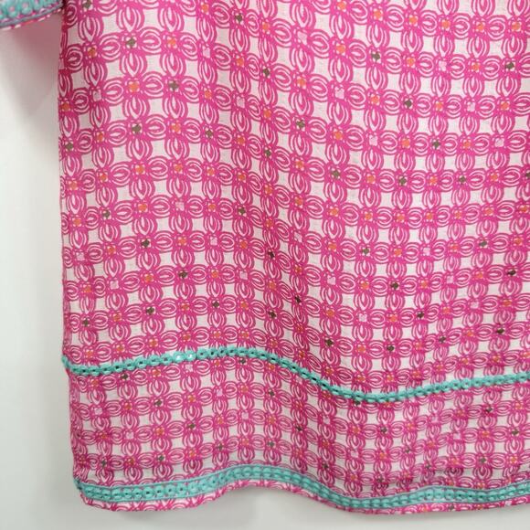Vineyard Vines Cowrie Shell Mirrored 100% Silk Tunic Dress Size 4 Embroidered - Picture 9 of 16